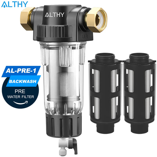 ALTHY Central Whole House Water Prefilter – Stainless Steel Mesh Sediment Pre-Filter (40–50 Micron)