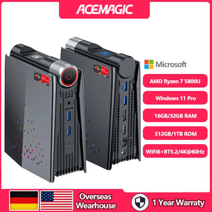 ACEMAGIC AMR5 Mini PC Gaming AMD Ryzen 7 5800U Gamer Computer RGB Light Control - Tech Mart