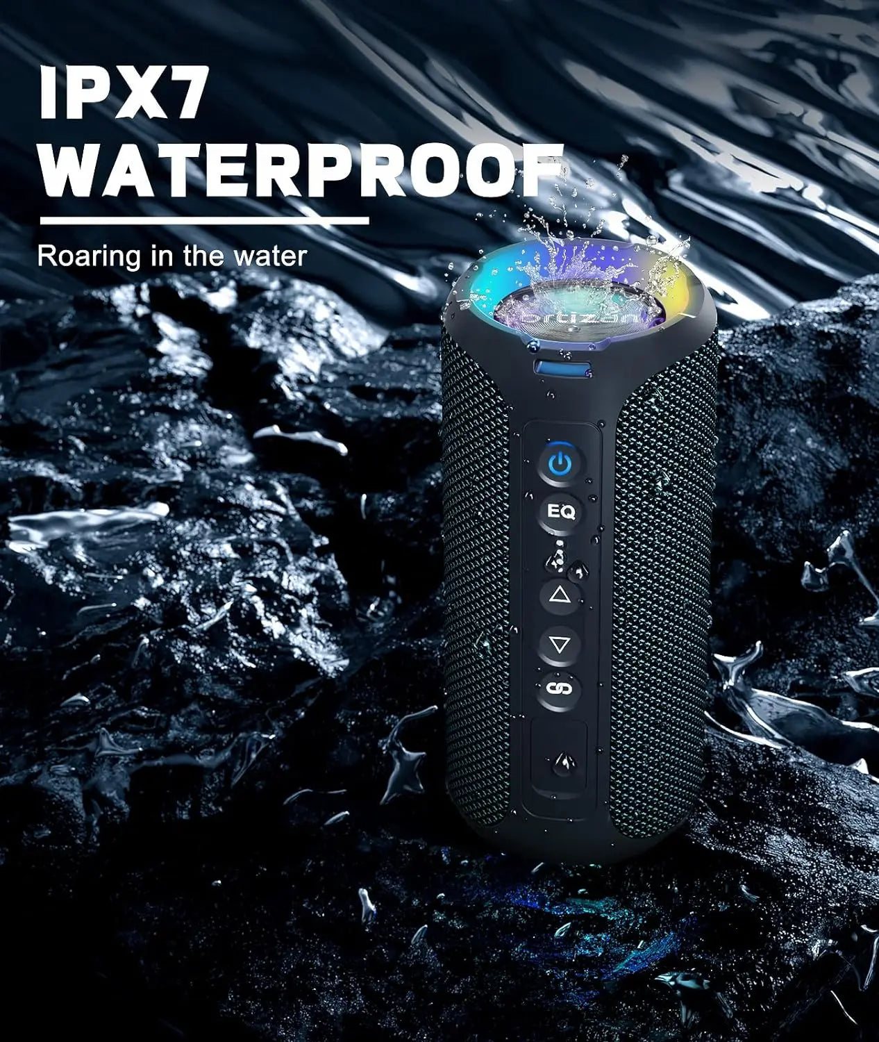Ortizan Bluetooth Speakers 40W Enhanced Bass Portable Outdoor Wireless Speaker 30Hrs IP7 Waterproof Shower Speaker Bluetooth 5.3 - Tech Mart