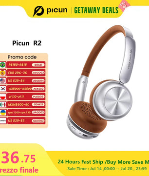 Picun R2 Wireless Bluetooth Headphones with Spatial Audio, 100H Battery, Foldable Design, Low Latency & App Control - Tech Mart