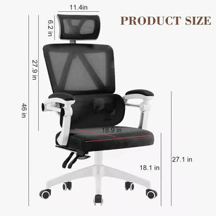 Home Office Chair Work Swivel Chairs with Wheels, Breathable Mesh Back Gaming Chair Adjustable Headrest - Tech Mart
