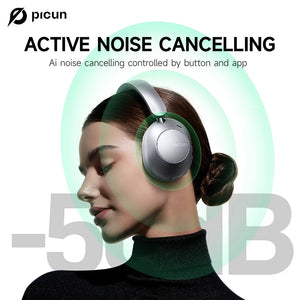 Picun F6 Active Noise Cancelling Bluetooth Headset – Hi-Res, Head Tracking, 3D Audio, APP Control, Low Latency, Long Battery Life - Tech Mart