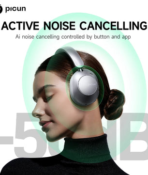 Picun F6 Active Noise Cancelling Bluetooth Headset – Hi-Res, Head Tracking, 3D Audio, APP Control, Low Latency, Long Battery Life - Tech Mart