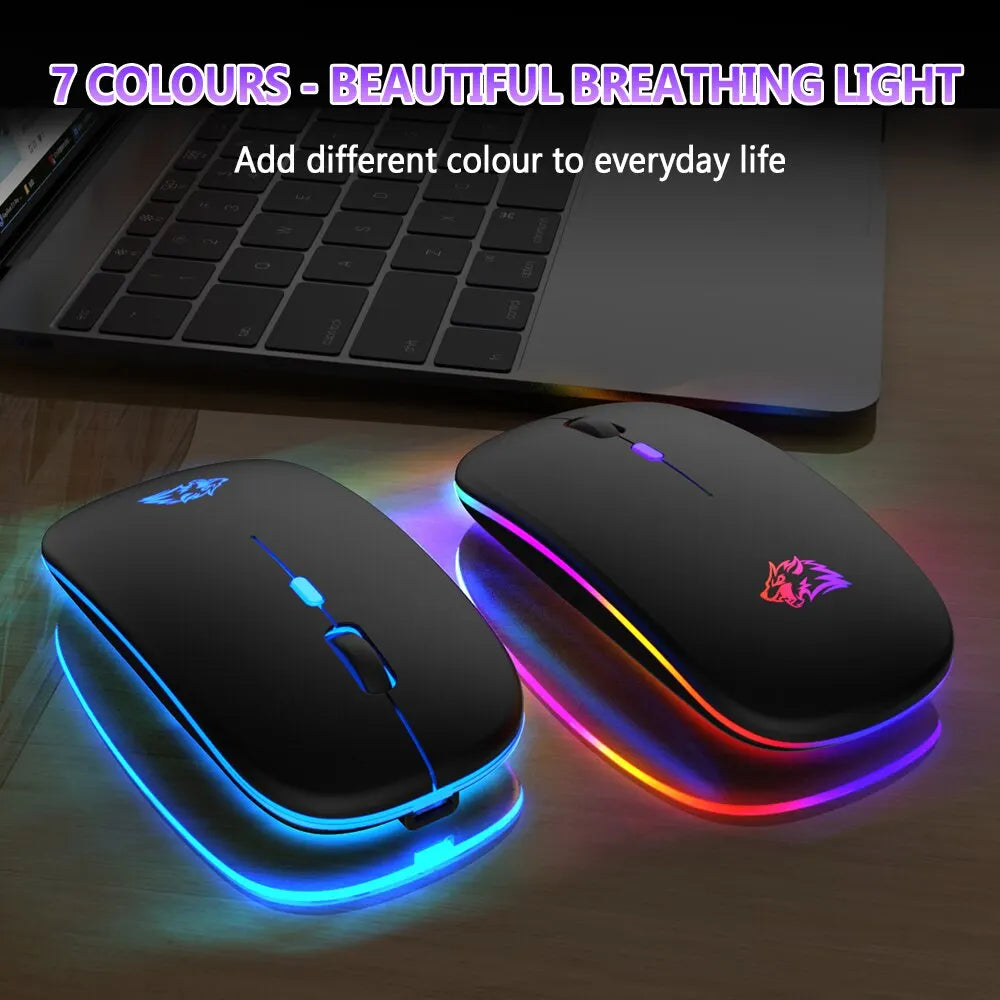 Wireless Mouse Bluetooth and 2.4GHz Dual Modes Rechargeable RGB Ergonomic Silent Click for PC iPad Laptop Cell Phone TV - Tech Mart
