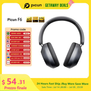Picun F6 Wireless ANC Headphones – 120h Battery Life, 3D Spatial Audio, Hi-Res Certified with App Control & Dual Connection - Tech Mart