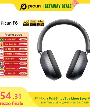 Picun F6 Wireless ANC Headphones – 120h Battery Life, 3D Spatial Audio, Hi-Res Certified with App Control & Dual Connection - Tech Mart