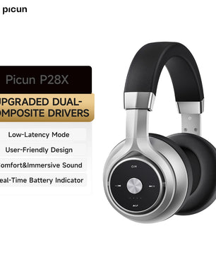 Picun P28X Wireless Bluetooth 5.3 Over-Ear Headphones with Dual Drive Bass, 35H Playtime, and Noise Reduction Technology - Tech Mart