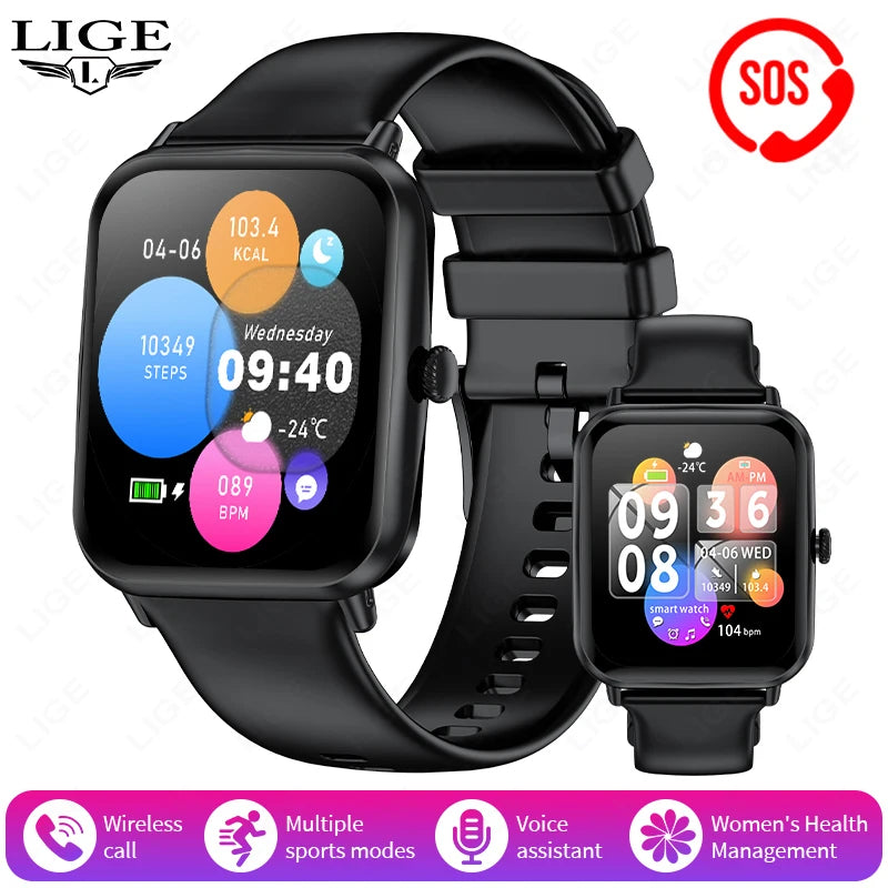 LIGE Fashion 1.83”HD Women Smart Watch Sports Fitness Watch Health Monitoring Digital Men Waterproof Smartwatch Ladies Bracelet - Tech Mart