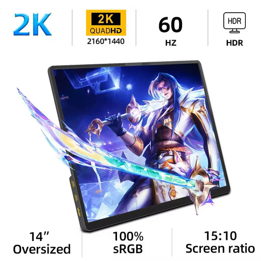 14 Inch 2K Portable Monitor For Laptop XBox PS4/5 Switch Cell Phone Computer - Tech Mart