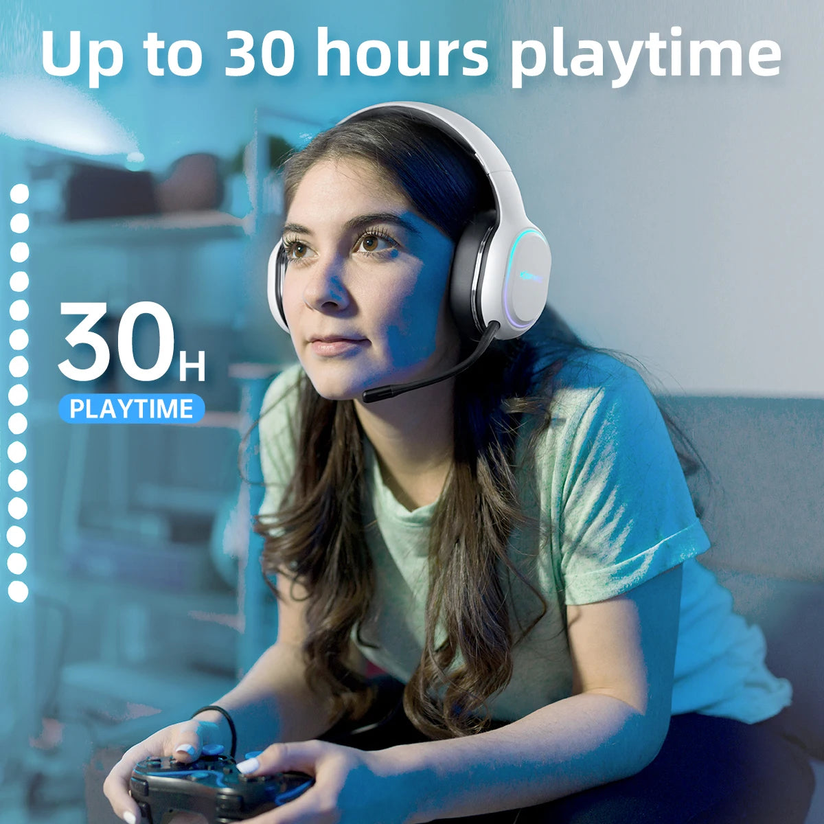 Kofire UG-05 Wireless Gaming Headset – 2.4G & Bluetooth 5.0, RGB Light, Vibration, 3D Sound, 40H Playtime, Detachable Mic for PS4/PS5/PC/Switch - Tech Mart