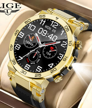 LIGE New Smart Watch for Men – Bluetooth Call, Outdoor Sports Bracelet with LED Flashlight & True Blood Oxygen Monitoring - Tech Mart
