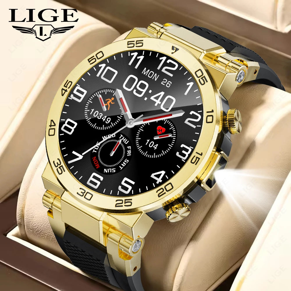 LIGE New Smart Watch for Men – Bluetooth Call, Outdoor Sports Bracelet with LED Flashlight & True Blood Oxygen Monitoring - Tech Mart