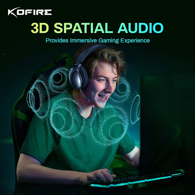KOFIRE UG-06 Low Latency 2.4GHz & Bluetooth Wireless Gaming Headset with RGB Lighting and Detachable Mic – Compatible with PC, PS5, Switch - Tech Mart