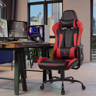 Gaming Chair for Ergonomic Desk Leather Chair with Lumbar Support and Headrest - Tech Mart