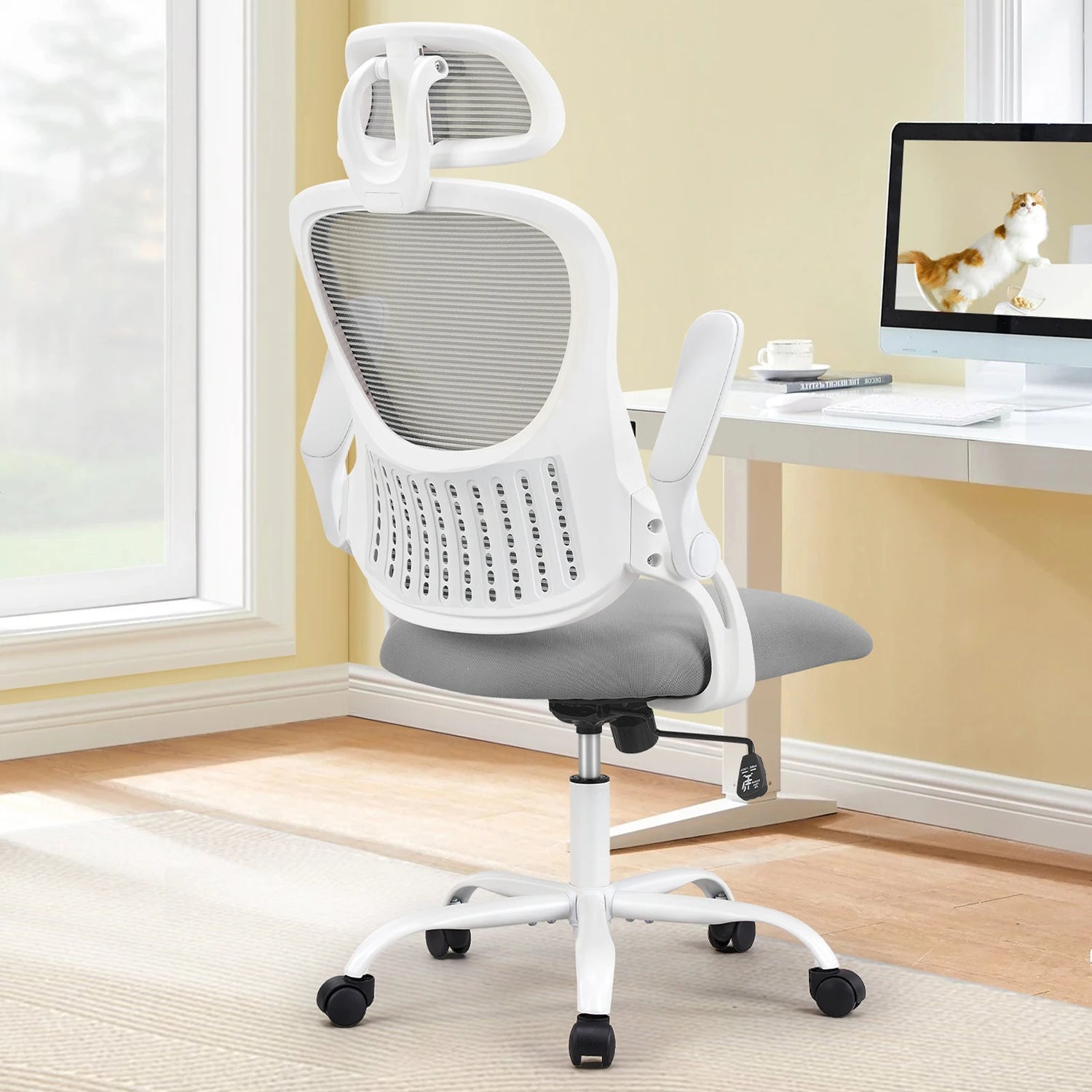 JHK Mesh Ergonomic Office Computer Desk Chair Flip-up Arms Adjustable Headrests - Tech Mart