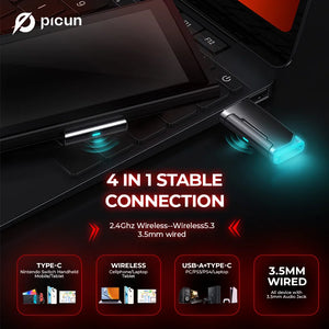 Picun G2 2.4GHz Wireless Gaming Headset with Bluetooth 5.3, 7.1 Surround Sound & Retractable ENC Mic – Compatible with PC, PS5, Switch & More - Tech Mart