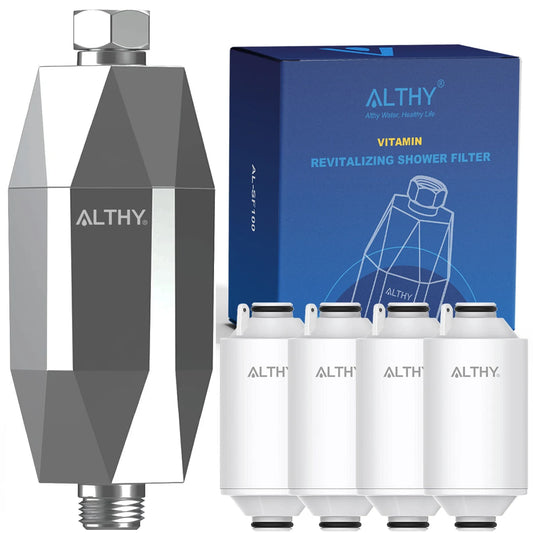 ALTHY SF100 KDF Shower Water Filter for Chlorine Reduction, Odor Control, and Healthier Skin Hair and Nails with Universal G1/2 Fit