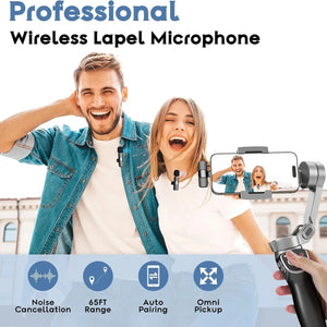 Professional Wireless Lavalier Lapel Microphone for iPhone Android Recording Mic for Interview Video Podcast Vlog YouTube - Tech Mart