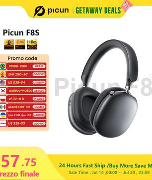 Picun F8S ANC Wireless Headphones with 3D Spatial Audio, Head Tracking & -54dB Hybrid Noise Cancellation – HiFi Bluetooth 6.0 Over-Ear Headset with ENC Mic, APP Control & 140-Hour Battery - Tech Mart