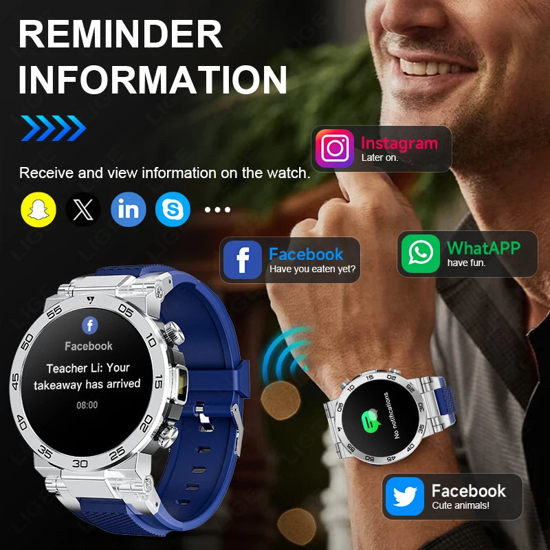 LIGE New Smart Watch for Men – Bluetooth Call, Outdoor Sports Bracelet with LED Flashlight & True Blood Oxygen Monitoring - Tech Mart