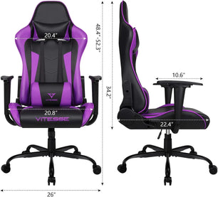Gaming Chair for Ergonomic Desk Leather Chair with Lumbar Support and Headrest - Tech Mart