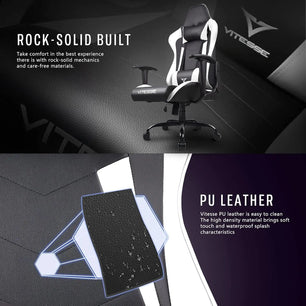 Gaming Chair for Ergonomic Desk Leather Chair with Lumbar Support and Headrest - Tech Mart