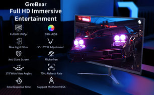 GreBear IPS Computer Monitor 24 Inch, FHD 1080p PC Monitor 5ms(GTG) 99% sRGB,Ultra Slim - Tech Mart