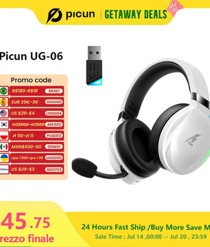 KOFIRE UG-06 Low Latency 2.4GHz & Bluetooth Wireless Gaming Headset with RGB Lighting and Detachable Mic – Compatible with PC, PS5, Switch - Tech Mart