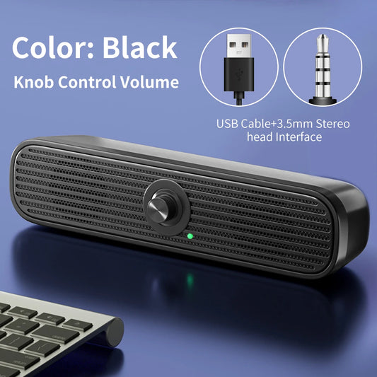 COOMAER Wired Surround Desktop PC Speaker Home Stereo 3.5Aux USB Soundbar System Computer Phone HIFI Subwoofer - Tech Mart