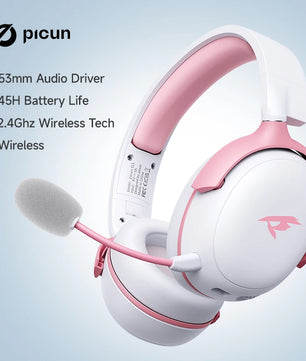 Picun G3 Wireless Gaming Headset with Mic – 65H Battery, 53mm Drivers, Bluetooth 5.4 + 2.4GHz, Over-Ear Gaming Headphones for PS5, PC, Switch, Mobile - Tech Mart
