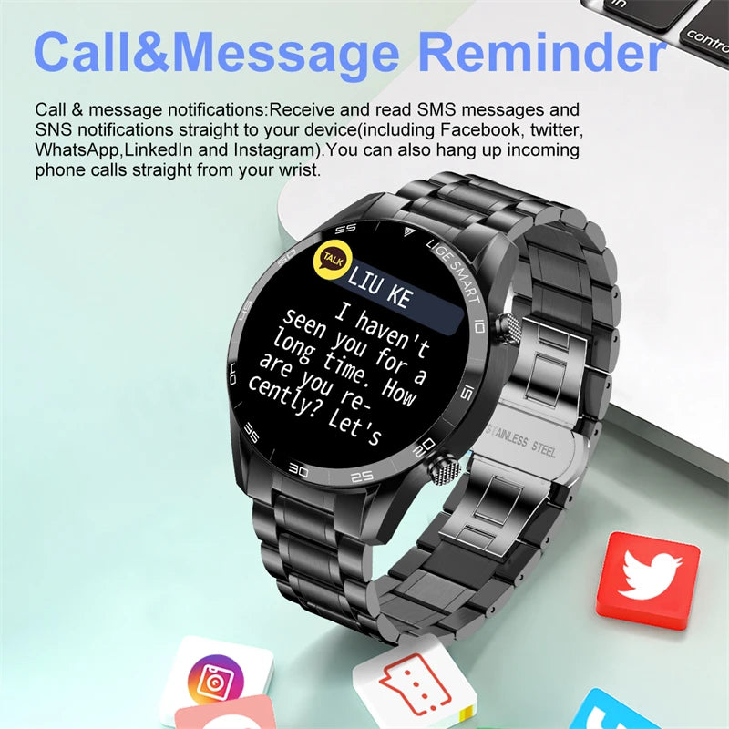 LIGE BW0189 PRO Smart Watch Men – Bluetooth Call, IP67 Waterproof Sports & Fitness Watch (For Android & iOS) - Tech Mart
