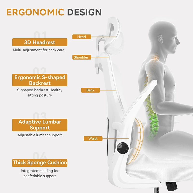 Office Chair Ergonomic High Back Chair Mesh Sliding Gaming Computer Chairs - Tech Mart