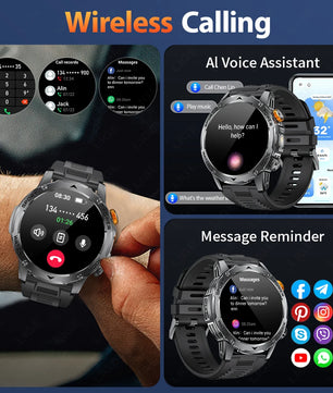 LIGE 2025 Smart Watch Men – Large 1000mAh Battery, Outdoor Flashlight, Bluetooth Call, Waterproof Sports & Fitness Smartwatch - Tech Mart