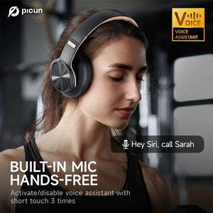 Picun B8 Wireless Bluetooth Headphones – 120H Playtime, 3EQ Modes, Low Latency, and Touch Control Over-Ear Headset - Tech Mart