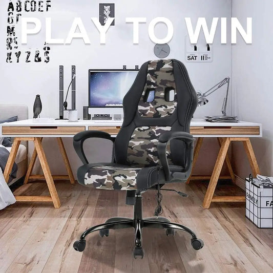 Gaming Chair Home Office Ergonomic Desk Massage PU With Leather - Tech Mart