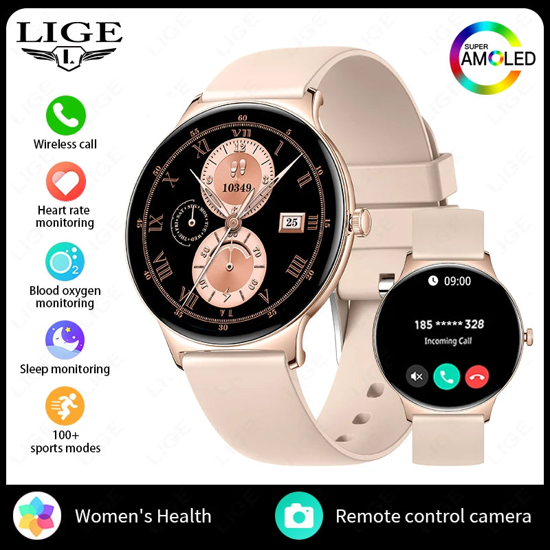 LIGE New 1.43" Bluetooth Call Smartwatch Women Men 466*466   AMOLED Full touch Screen Women Smartwatches Ladies ﻿For Android ios - Tech Mart