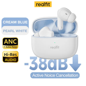 Realfit F3 ANC Active Noice Cancellation Bluetooth Earphones ENC Call HIFI Stereo Superb Bass Wireless Earbuds Sport Gaming - Tech Mart