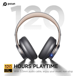 Picun B8 Wireless Bluetooth Headphones – 120H Playtime, 3EQ Modes, Low Latency, and Touch Control Over-Ear Headset - Tech Mart