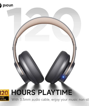 Picun B8 Wireless Bluetooth Headphones – 120H Playtime, 3EQ Modes, Low Latency, and Touch Control Over-Ear Headset - Tech Mart
