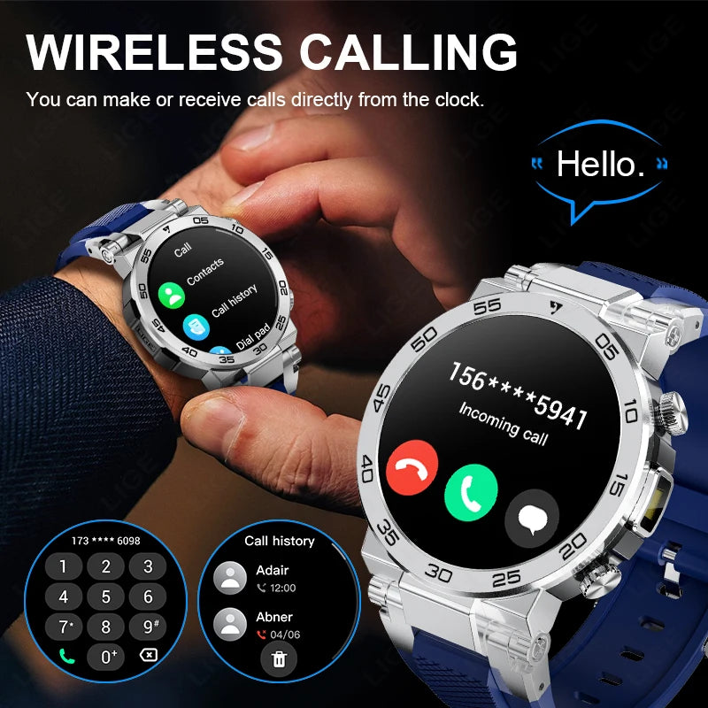 LIGE New Smart Watch for Men – Bluetooth Call, Outdoor Sports Bracelet with LED Flashlight & True Blood Oxygen Monitoring - Tech Mart