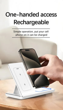 30W 3 in 1 LED Fast Wireless Charger Stand Foldable Charging Station For iPhone and Airpods Pro - Tech Mart