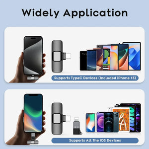 Professional Wireless Lavalier Lapel Microphone for iPhone Android Recording Mic for Interview Video Podcast Vlog YouTube - Tech Mart