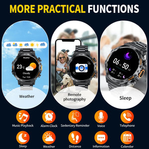 LIGE LED Flashlight Smart Watch Military Watches SOS Bluetooth Call Waterproof Health Monitor Sport Smartwatch For Android ios - Tech Mart