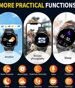LIGE LED Flashlight Smart Watch Military Watches SOS Bluetooth Call Waterproof Health Monitor Sport Smartwatch For Android ios - Tech Mart