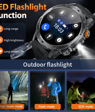 LIGE 2025 Smart Watch Men – Large 1000mAh Battery, Outdoor Flashlight, Bluetooth Call, Waterproof Sports & Fitness Smartwatch - Tech Mart