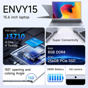 15.6 Inch Laptop J3710 8GB RAM 256GB SSD Windows 11 For Students And Business - Tech Mart