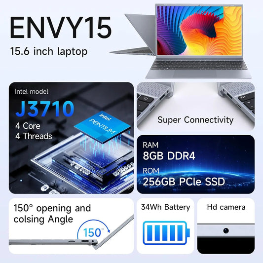 15.6 Inch Laptop J3710 8GB RAM 256GB SSD Windows 11 For Students And Business - Tech Mart