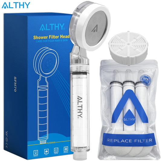 ALTHY SFH70 Shower Filter Showerhead System – 3-Stage Filtration, Chlorine Reduction, High-Pressure Water-Saving Design