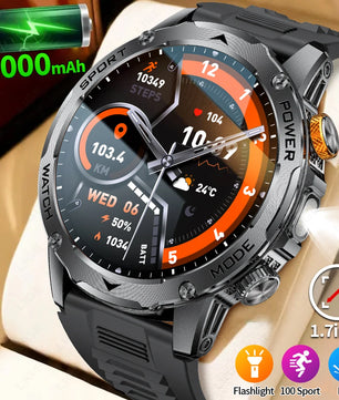 LIGE 2025 Smart Watch Men – Large 1000mAh Battery, Outdoor Flashlight, Bluetooth Call, Waterproof Sports & Fitness Smartwatch - Tech Mart