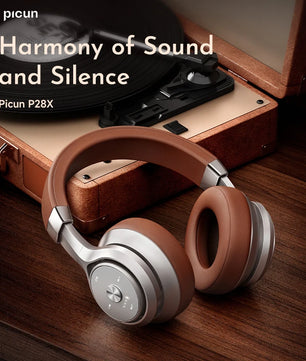 Picun P28X Wireless Bluetooth 5.3 Over-Ear Headphones with Dual Drive Bass, 35H Playtime, and Noise Reduction Technology - Tech Mart
